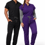 JSX4 Unisex Scrub Jumpsuit (purple with 10 pockets and Black with 8 pockets) Comfortable Overalls Short Sleeve Uniforms