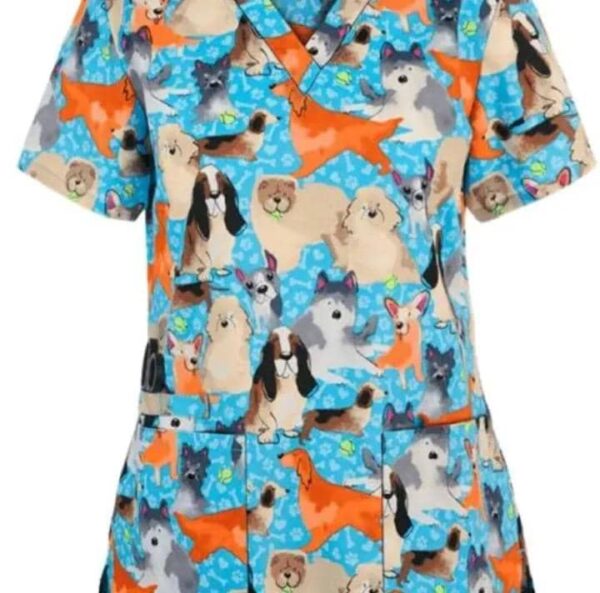 IFE Uniforms Stretchy Scrubs Print Tops Workwear Shortsleeve