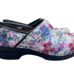 Floral print medical clogs with black soles, stylish and comfortable work shoes for nurses and healthcare professionals Boseak LLC footwear